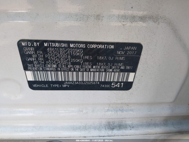2018 MITSUBISHI OUTLANDER JA4AZ3A33JZ025874 Photo 8