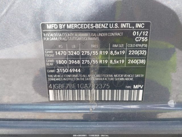 2012 MERCEDES-BENZ GL 450 4JGBF7BE1CA782375 Photo 8
