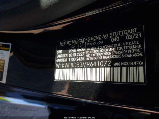 2021 MERCEDES-BENZ C 300 W1KWF8DB3MR641072 Photo 8