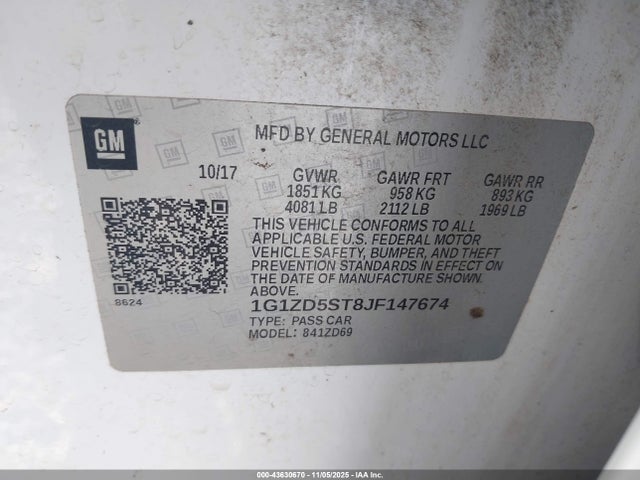 Chevrolet MALIBU LT 2018 1G1ZD5ST8JF147674 Image 9
