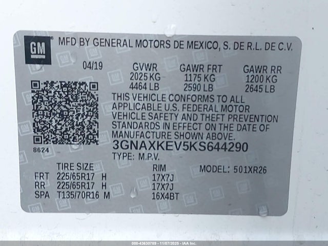 Chevrolet EQUINOX LT 2019 3GNAXKEV5KS644290 Image 9