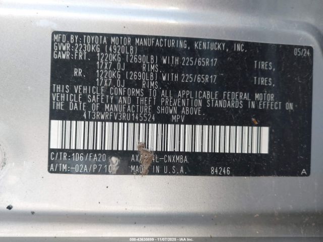 2024 TOYOTA RAV4 HYBRID 4T3RWRFV3RU145524 Photo 8