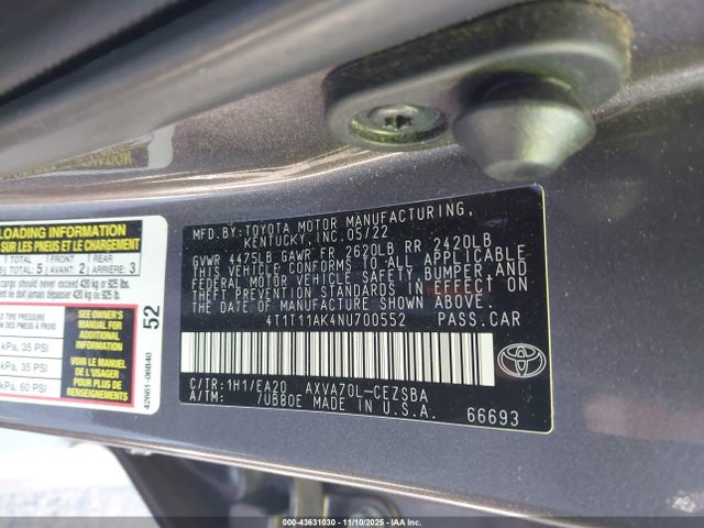 Toyota CAMRY SE 2022 4T1T11AK4NU700552 Image 9