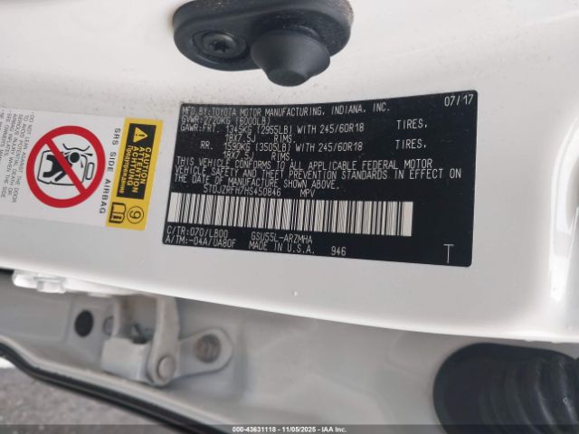 2017 TOYOTA HIGHLANDER 5TDJZRFH7HS450846 Photo 8