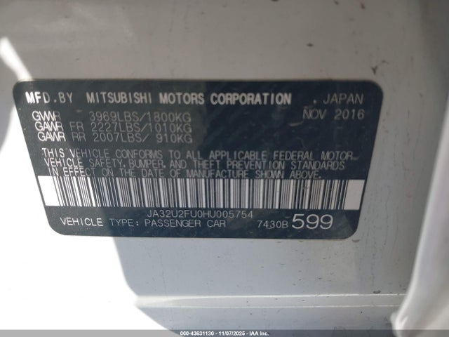 2017 MITSUBISHI LANCER JA32U2FU0HU005754 Photo 8