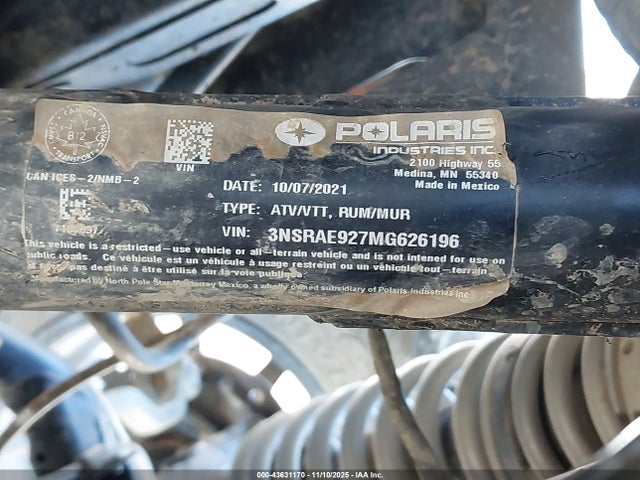 3NSRAE927MG626196 Polaris Rzr Pro Xp Sport