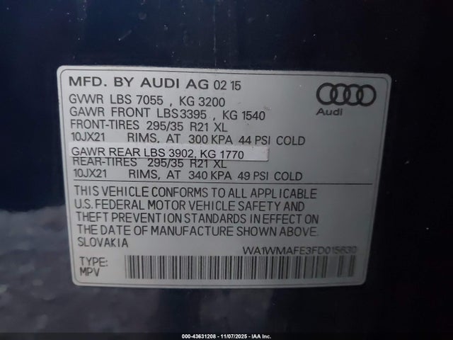 2015 AUDI Q7 WA1WMAFE3FD015630 Photo 8