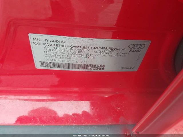 2007 AUDI A4 WAUAF78E97A106217 Photo 8