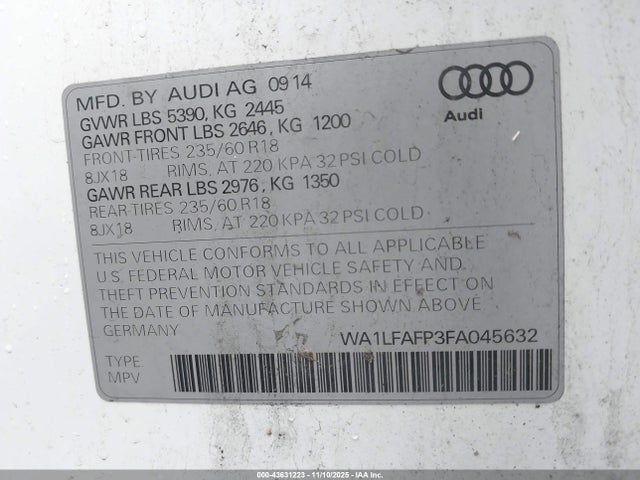 2015 AUDI Q5 WA1LFAFP3FA045632 Photo 8