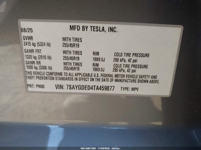 2026 TESLA MODEL Y 7SAYGDED4TA459877 Photo 8