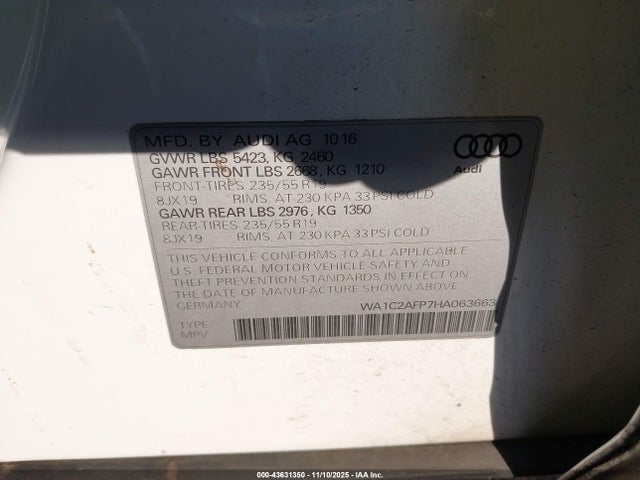 2017 AUDI Q5 WA1C2AFP7HA063663 Photo 8