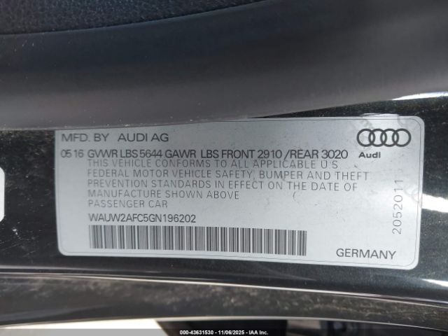 2016 AUDI S7 WAUW2AFC5GN196202 Photo 8