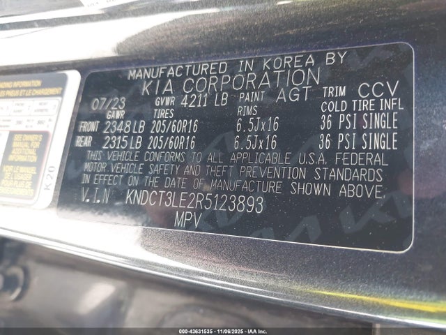 Aukcja sprzedaży 2024 Kia Niro Sx, vin: KNDCT3LE2R5123893, numer aukcji: 43631535