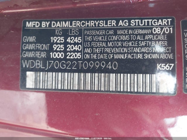 2002 MERCEDES-BENZ CLK 430 WDBLJ70G22T099940 Photo 8