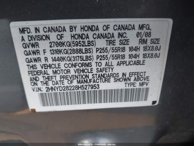 2008 ACURA MDX 2HNYD28228H527953 Photo 8
