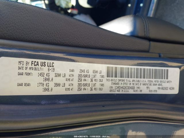 2019 DODGE DURANGO 1C4RDHAG2KC824668 Photo 8