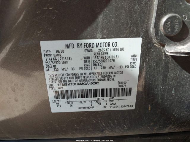 2021 FORD EXPLORER 1FMSK7DH6MGA40202 Photo 8