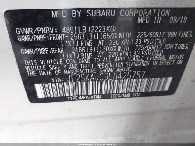2020 SUBARU FORESTER JF2SKAJC9LH425757 Photo 8
