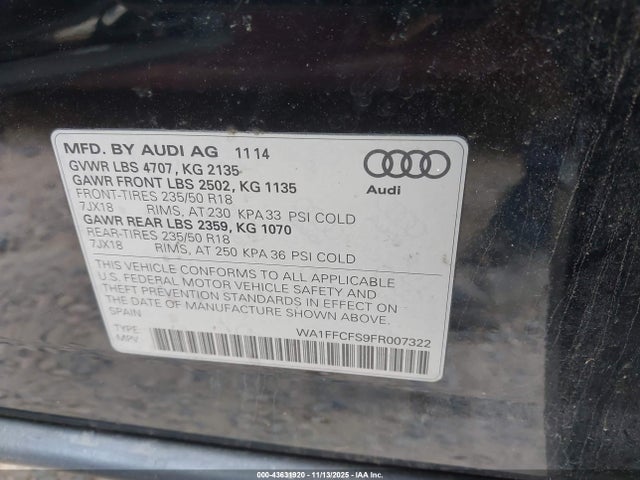 2015 AUDI Q3 WA1FFCFS9FR007322 Photo 8