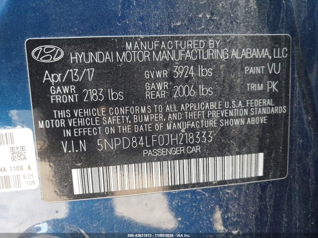 Продаж на аукціоні авто 2018 Hyundai Elantra Sel, vin: 5NPD84LF0JH218333, номер лоту: 43631973