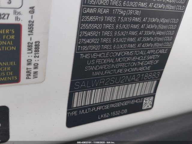 2022 LAND ROVER RANGE ROVER SPORT SALWR2SU2NA218883 Photo 8