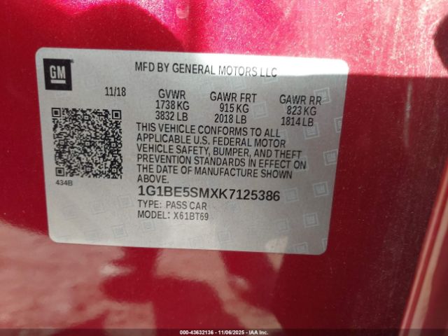 2019 CHEVROLET CRUZE 1G1BE5SMXK7125386 Photo 8