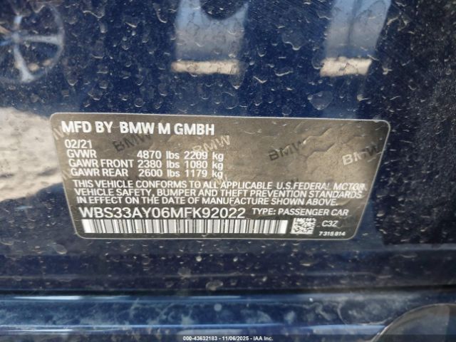 2021 BMW M3 WBS33AY06MFK92022 Photo 8