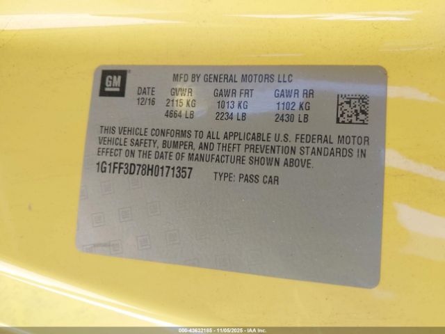 2017 CHEVROLET CAMARO 1G1FF3D78H0171357 Photo 8