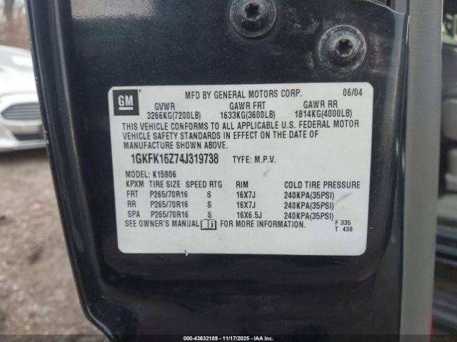 2004 GMC YUKON XL 1500 1GKFK16Z74J319738 Photo 8