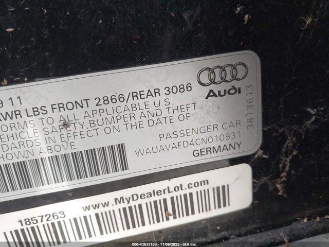 2012 AUDI A8 WAUAVAFD4CN010931 Photo 8