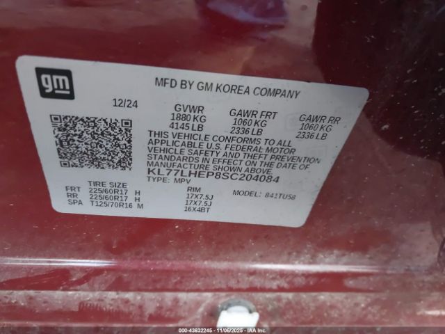 2025 CHEVROLET TRAX KL77LHEP8SC204084 Photo 8