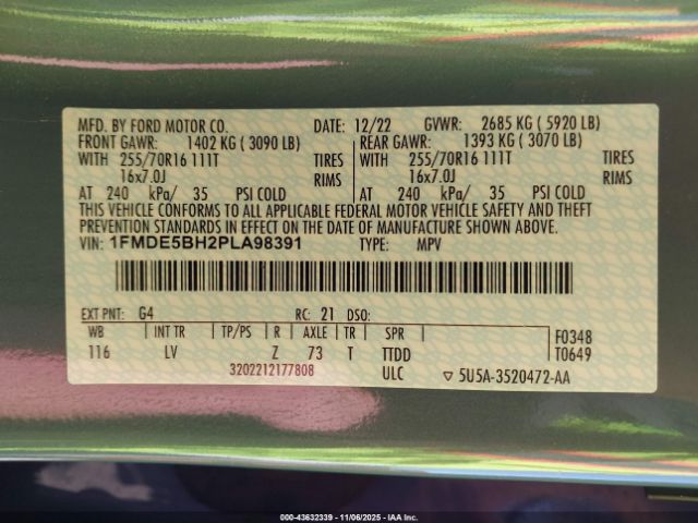 2023 FORD BRONCO 1FMDE5BH2PLA98391 Photo 8