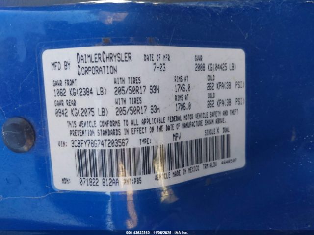 2004 CHRYSLER PT CRUISER 3C8FY78G74T203567 Photo 8