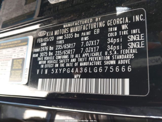 2020 KIA SORENTO 5XYPG4A36LG675666 Photo 8