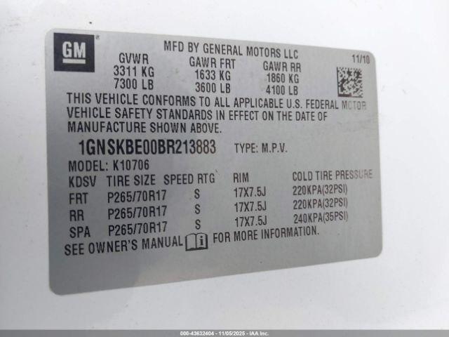 2011 CHEVROLET TAHOE 1GNSKBE00BR213883 Photo 8