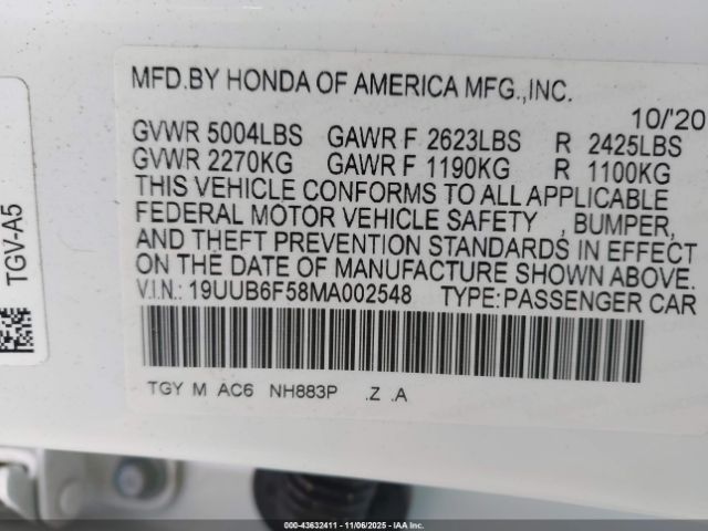 2021 ACURA TLX 19UUB6F58MA002548 Photo 8