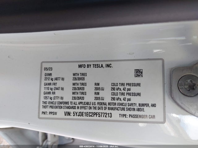 Aukcja sprzedaży 2023 Tesla Model 3 Performance Dual Motor All-wheel Drive, vin: 5YJ3E1EC2PF577213, numer aukcji: 43632414