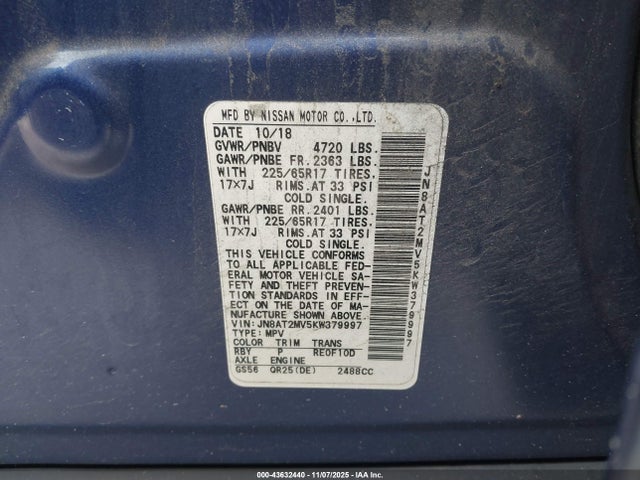 Nissan ROGUE SV 2019 JN8AT2MV5KW379997 Image 25