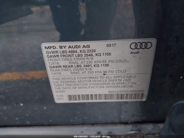 2018 AUDI Q3 WA1JCCFS0JR002585 Photo 8