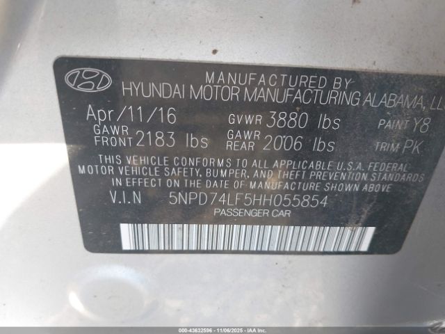 2017 HYUNDAI ELANTRA 5NPD74LF5HH055854 Photo 8