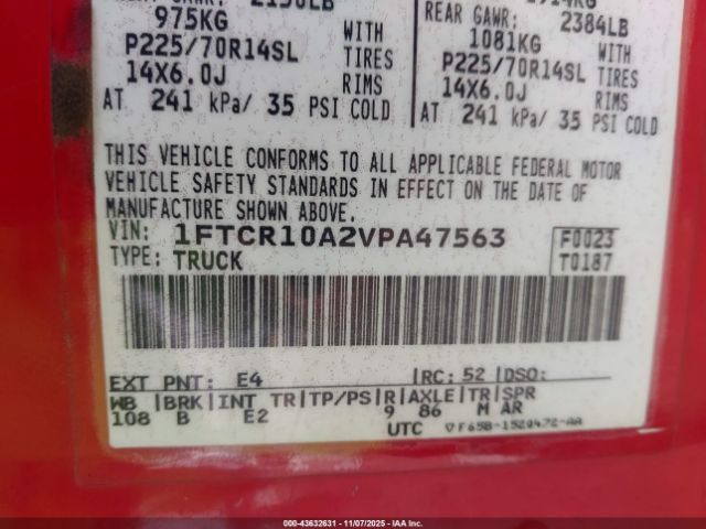 1997 FORD RANGER 1FTCR10A2VPA47563 Photo 8