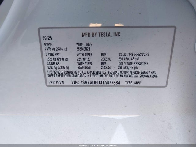 2026 TESLA MODEL Y 7SAYGDED3TA477884 Photo 8