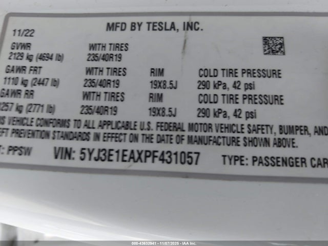 2023 TESLA MODEL 3 5YJ3E1EAXPF431057 Photo 8