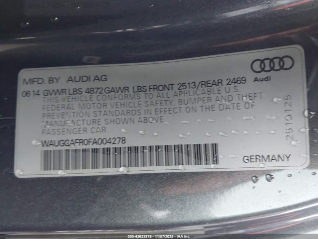 2015 AUDI S5 WAUGGAFR0FA004278 Photo 8