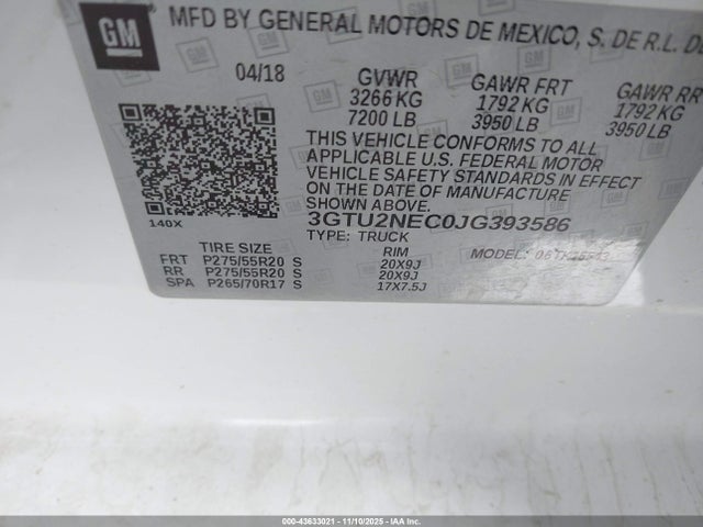 3GTU2NEC0JG393586 GMC Sierra 1500 Slt