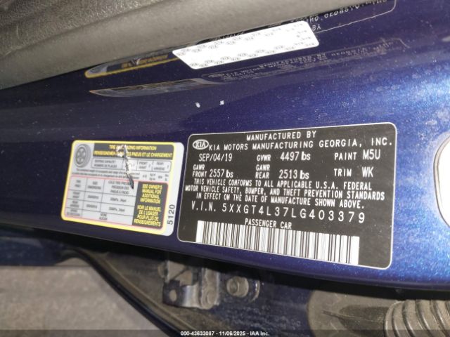 2020 KIA OPTIMA 5XXGT4L37LG403379 Photo 8