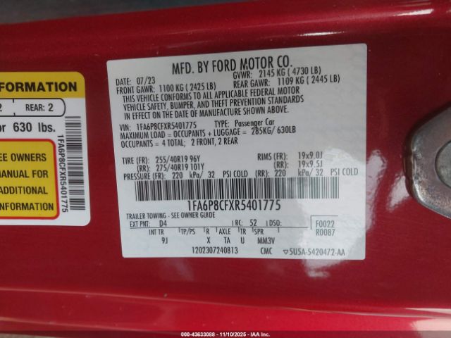 2024 FORD MUSTANG 1FA6P8CFXR5401775 Photo 8