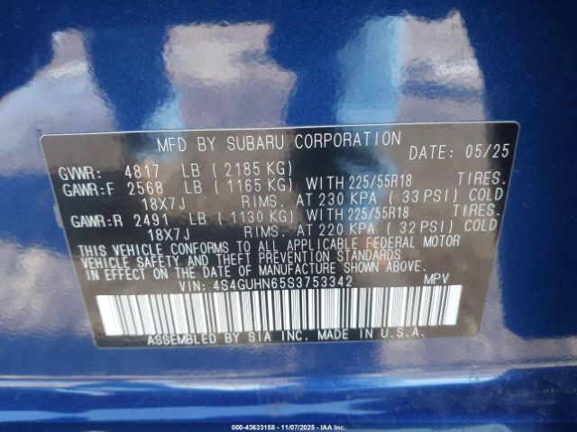 2025 SUBARU CROSSTREK 4S4GUHN65S3753342 Photo 8