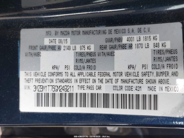 2016 MAZDA MAZDA3 3MZBM1T76GM249211 Photo 8