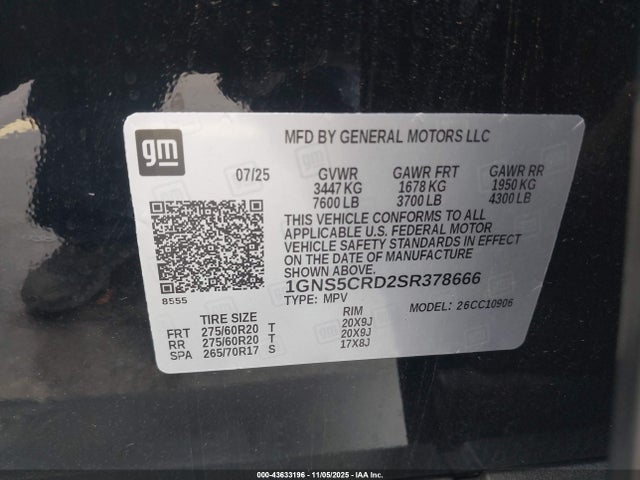 Chevrolet Suburban 2wd Lt 2025 1GNS5CRD2SR378666 Image 9